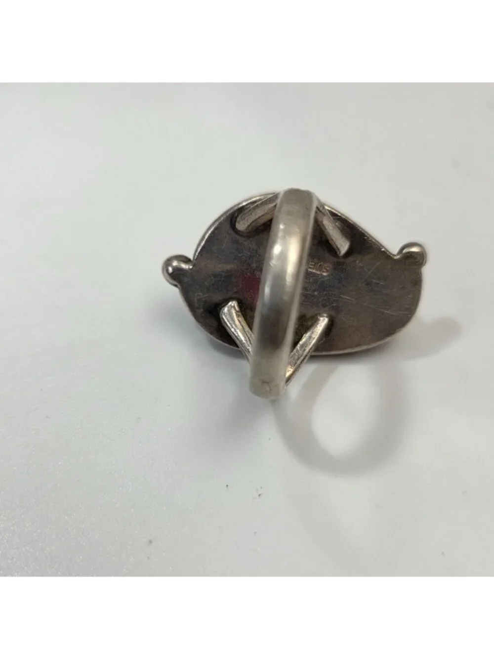Vintage Sterling Silver Tan Jasper Stone Cabochon Ring Size 4.5